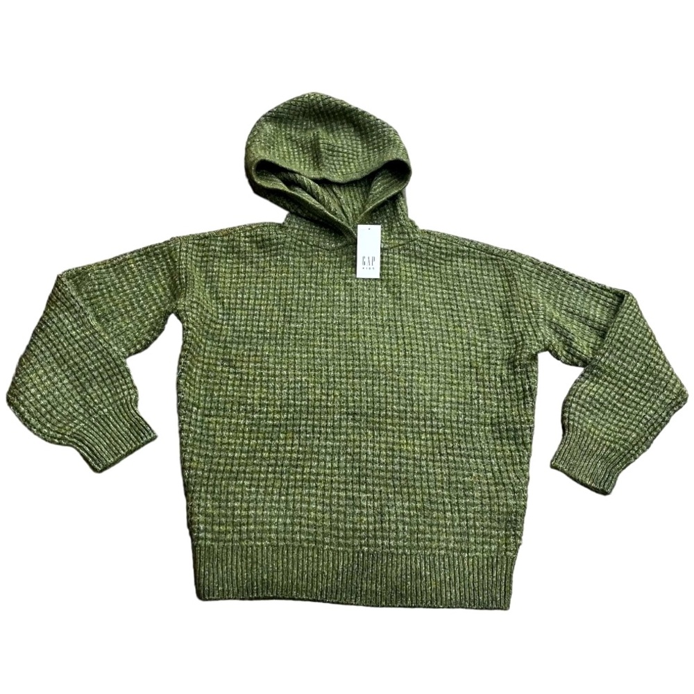 GAP Girls Cozy Green Waffle Knit Sweater, Hooded, Size XS/S, NEW